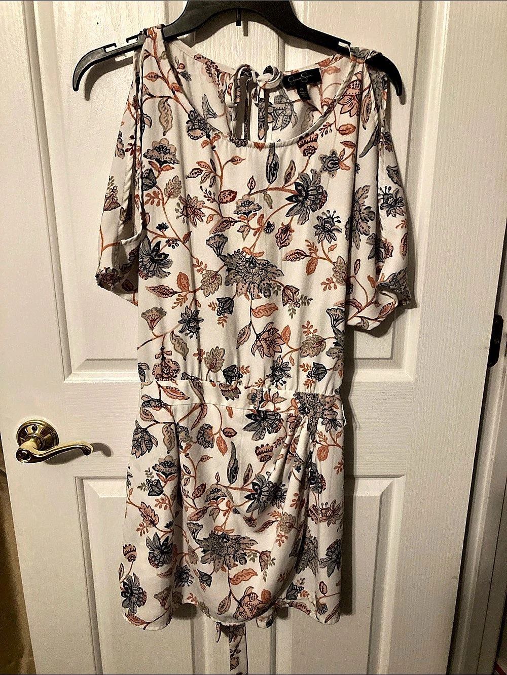 Jessica Simpson Floral Romper in Cream & Blue XL